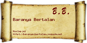 Baranya Bertalan névjegykártya